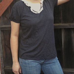 SimplyVera Wang Black Top w/white collar - Small